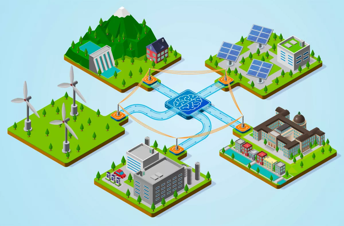 Schematic of power grid optimization