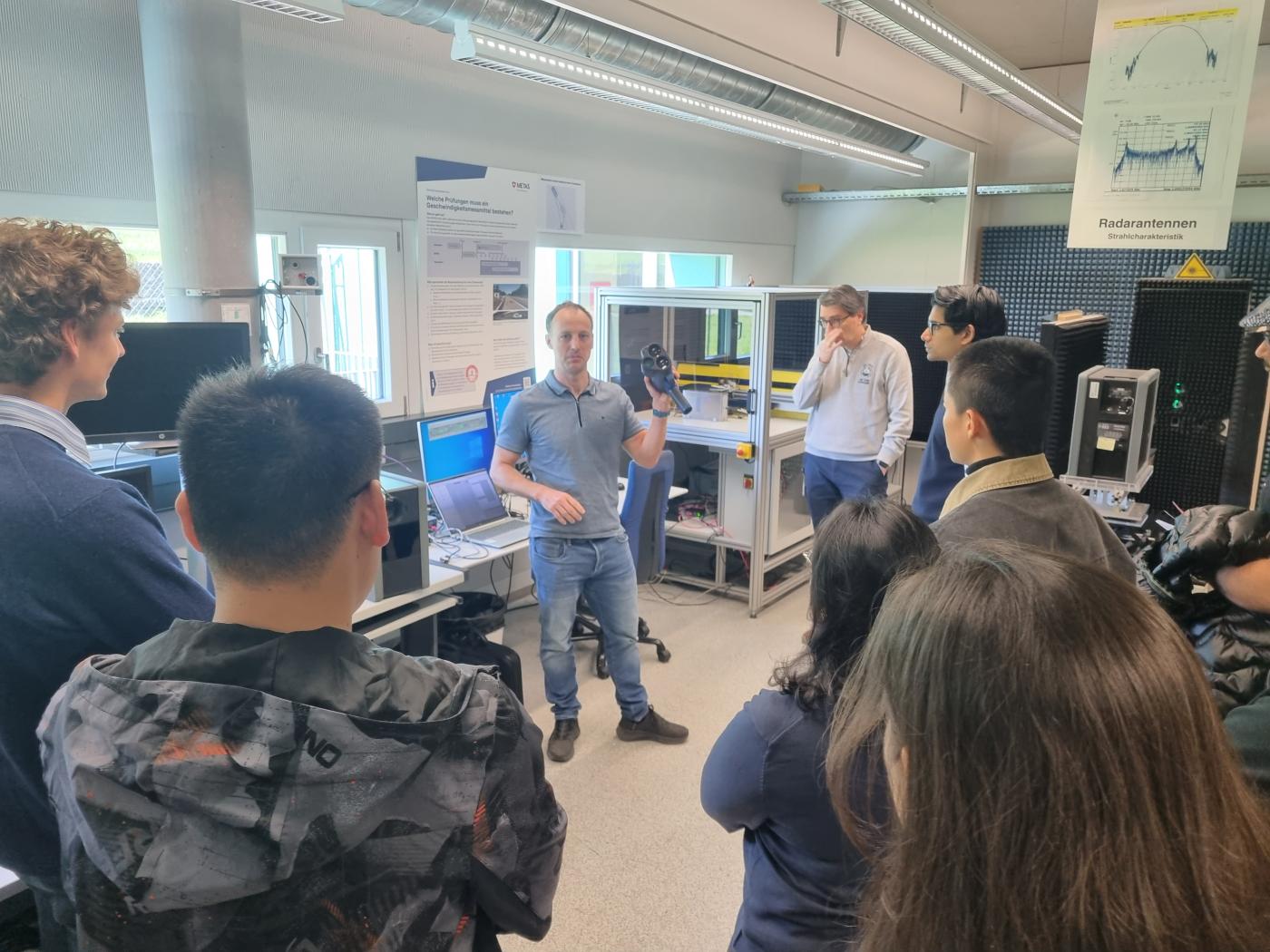 A man demonstrates laser measuring